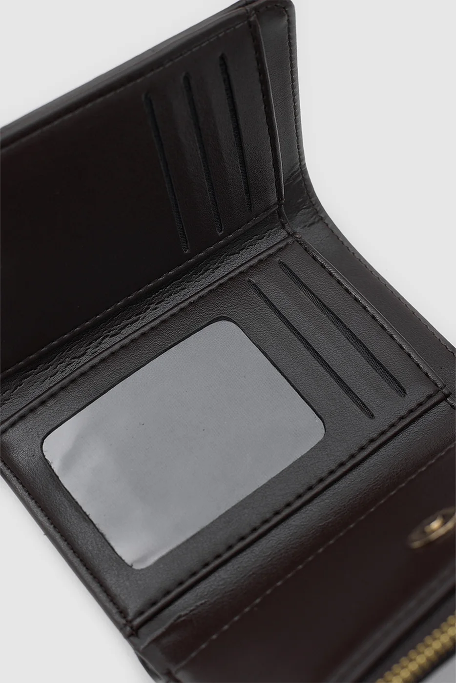 Romy faux leather wallet in dark brown