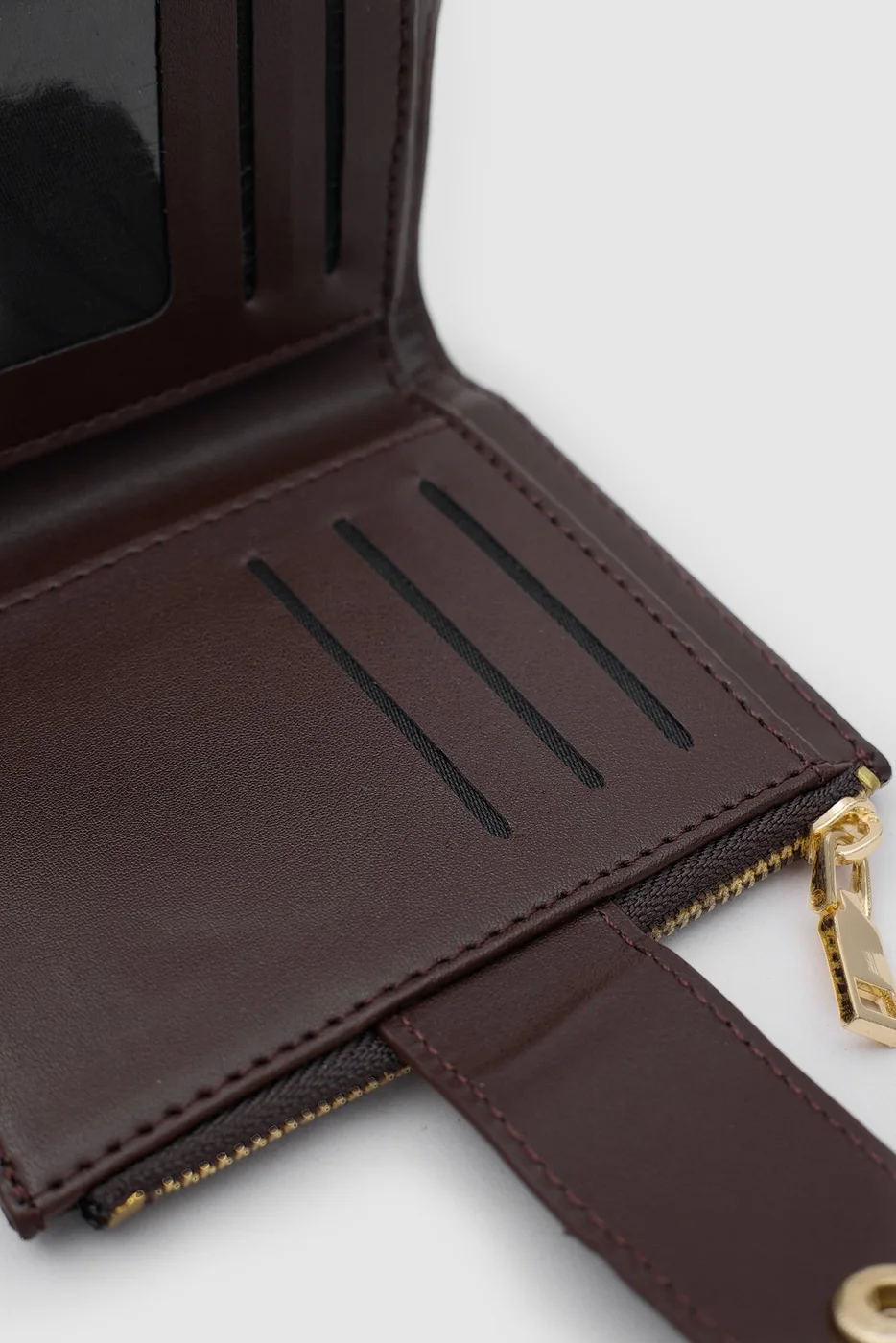 Crocodile print card holder in dark brown