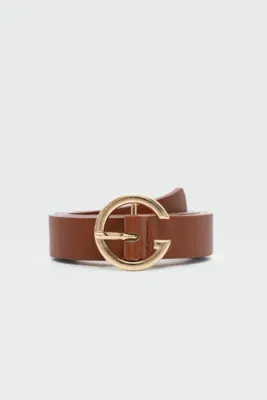 Faux leather belt with round buckle Faux leather belt with round buckle in brown