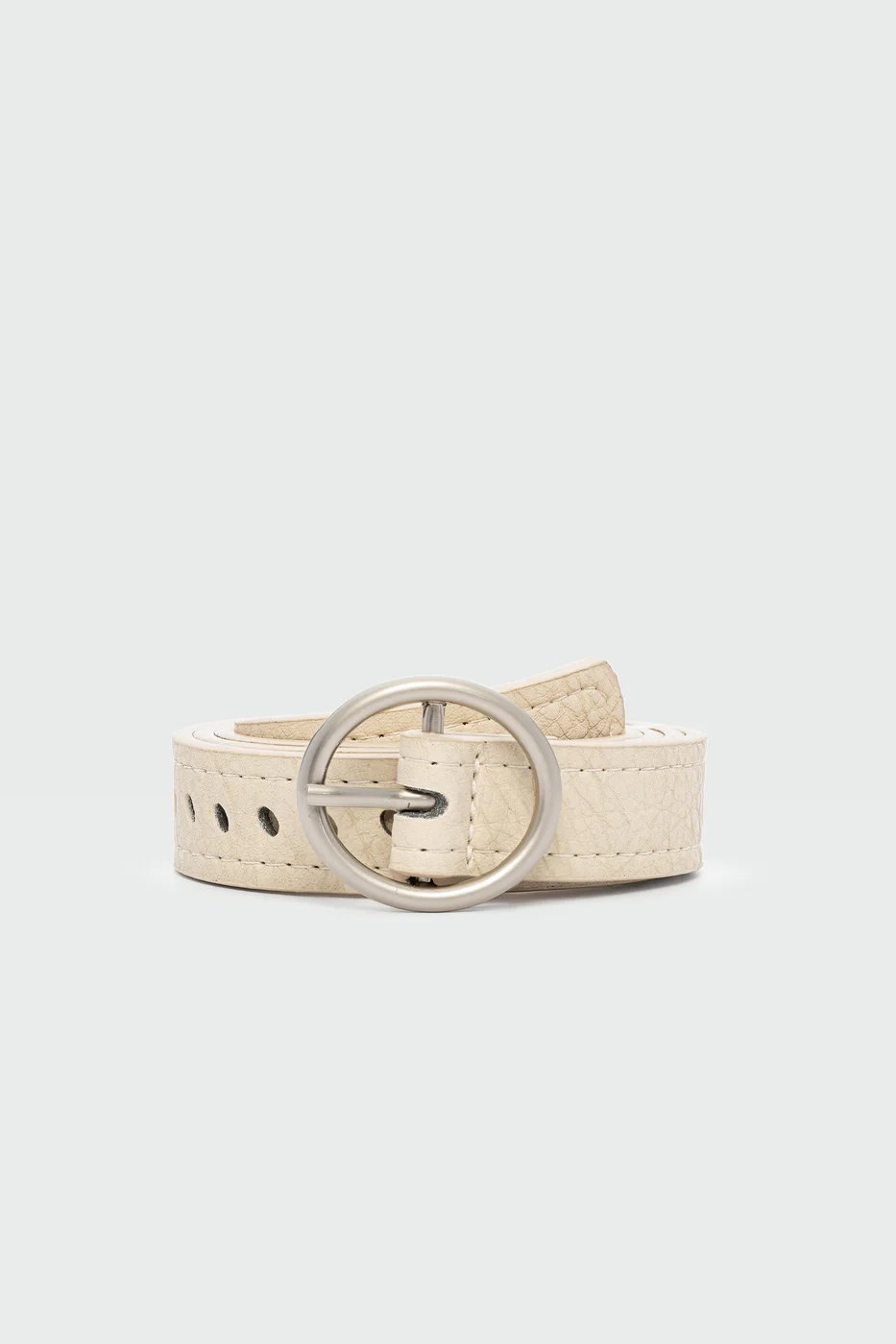 perforated faux leather belt in cream