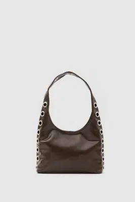 faux leather shoulder bag faux leather shoulder bag in dark brown
