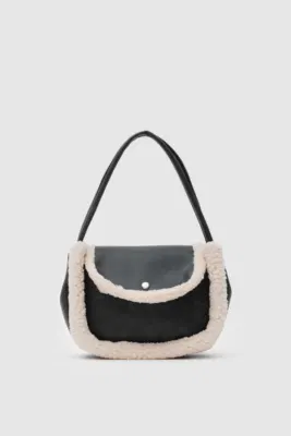 Faux leather crossbody bag for women in black