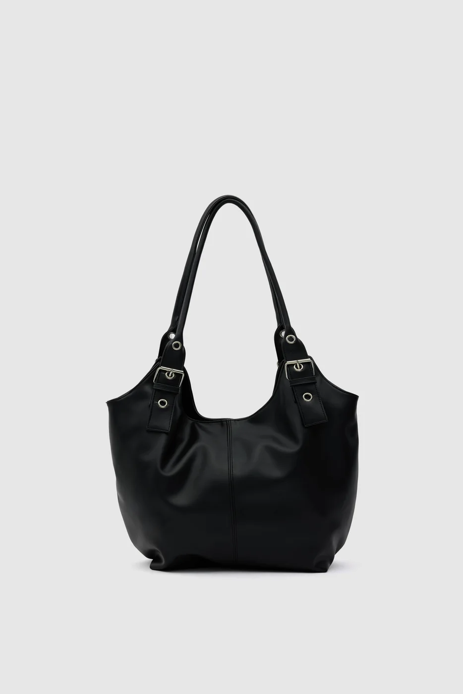 faux leather shoulder bag in black