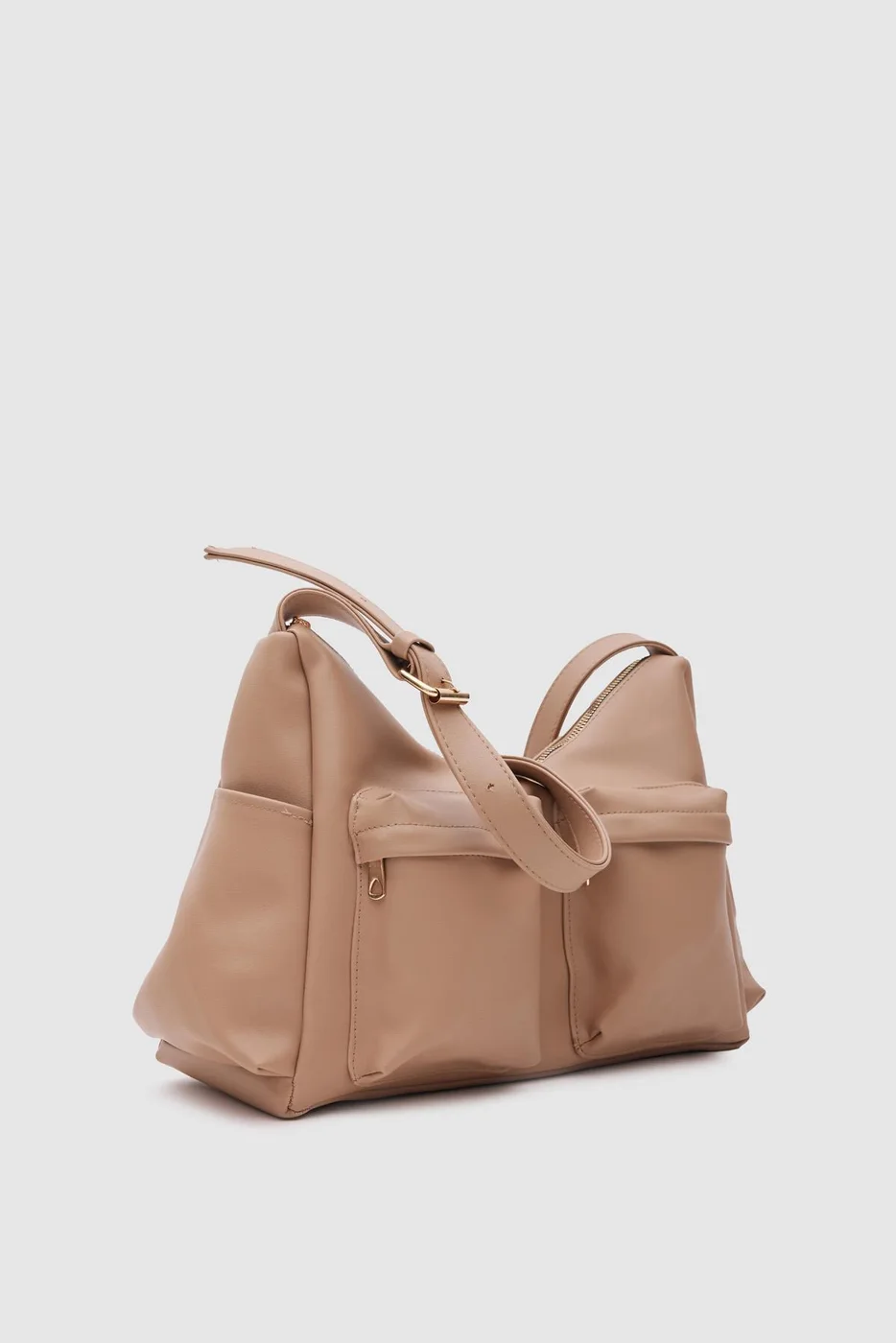 faux leather shoulder bag faux leather shoulder bag in taupe