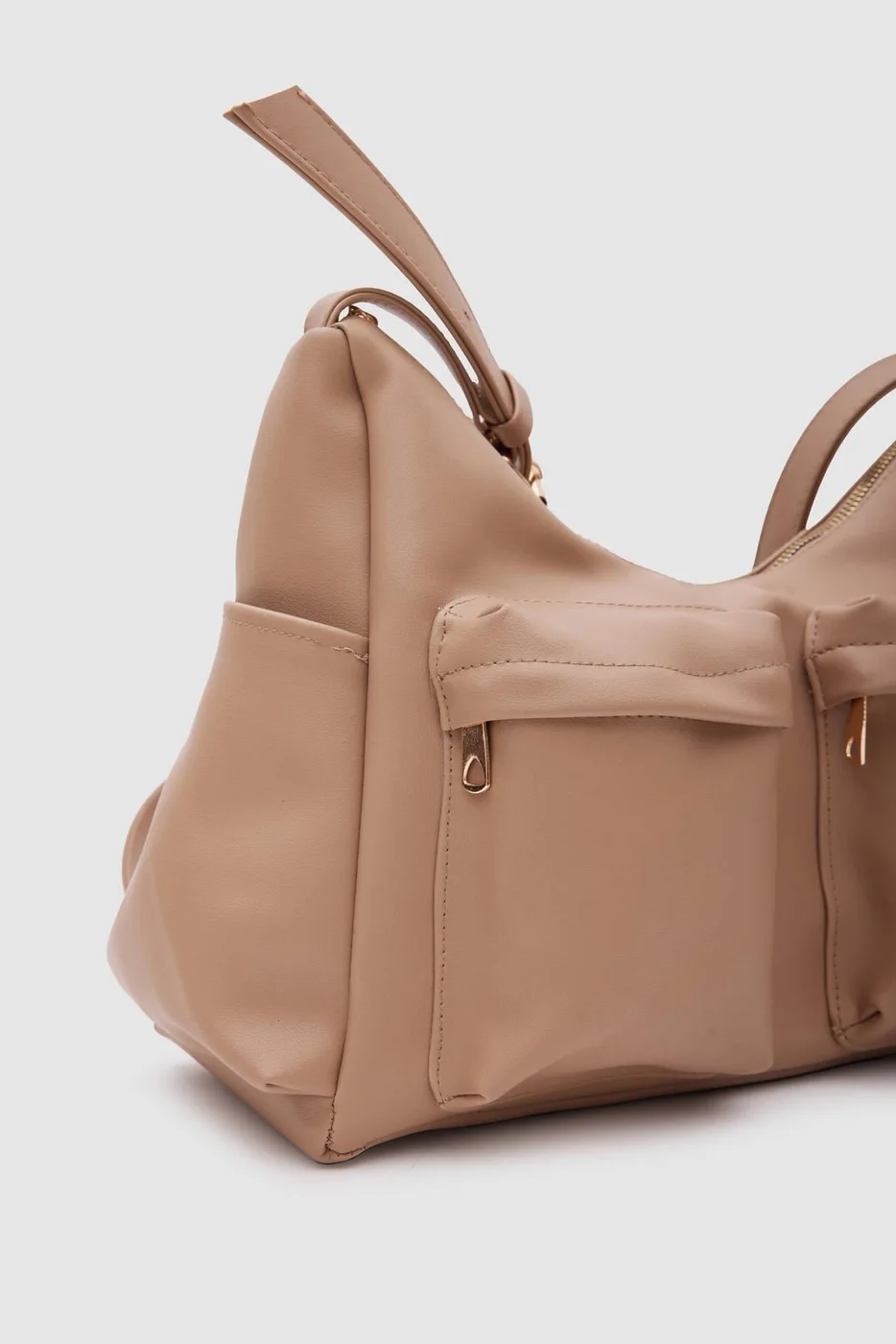 faux leather shoulder bag faux leather shoulder bag in taupe