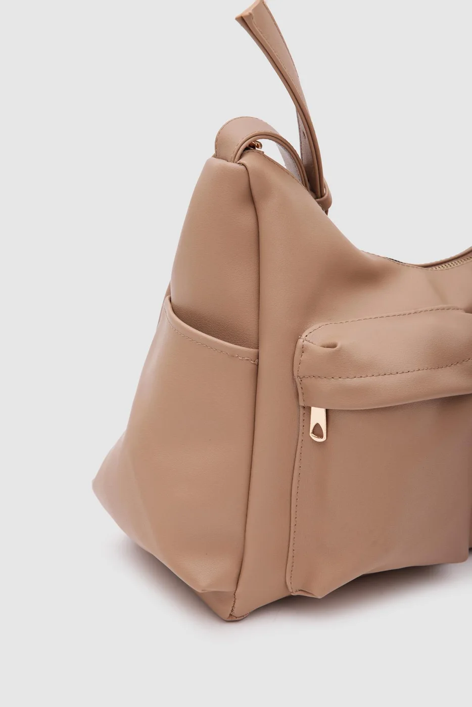 faux leather shoulder bag faux leather shoulder bag in taupe