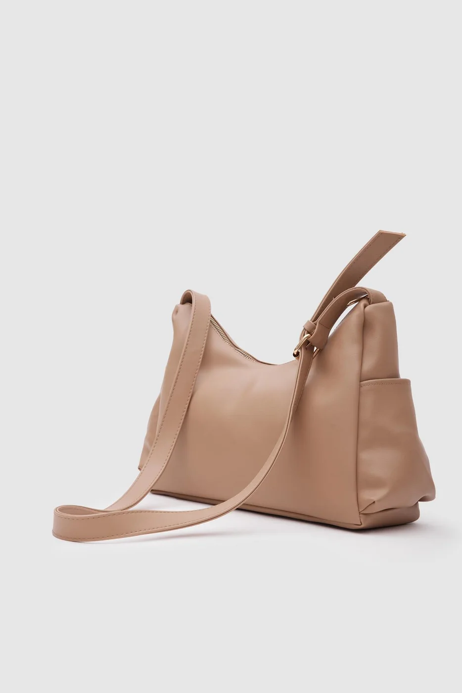 faux leather shoulder bag faux leather shoulder bag in taupe
