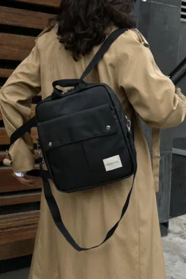 satin backpack for women in black