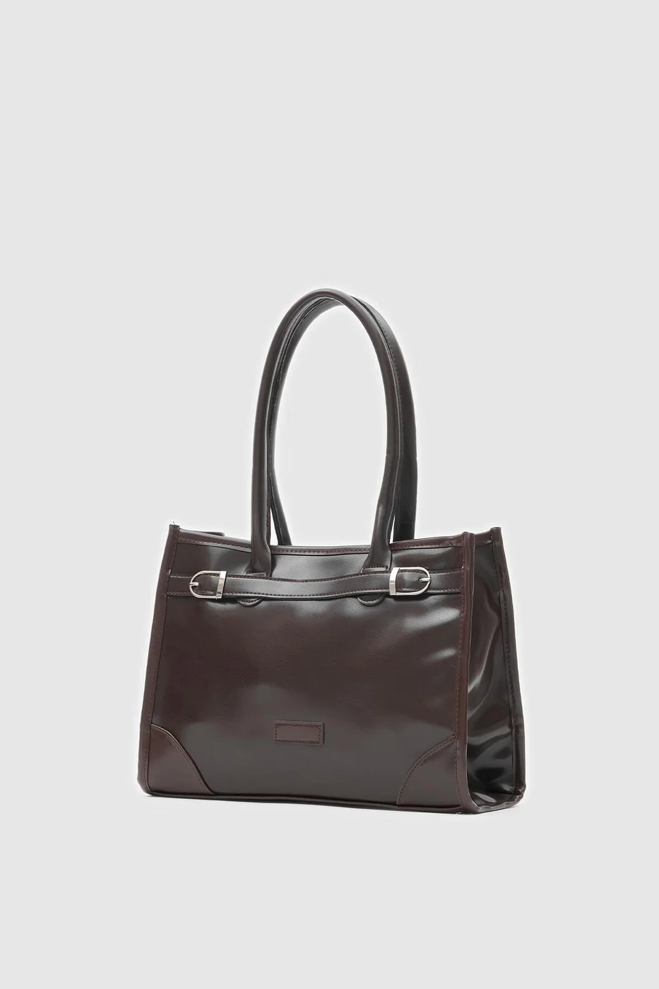 faux leather shoulder bag faux leather shoulder bag in dark brown