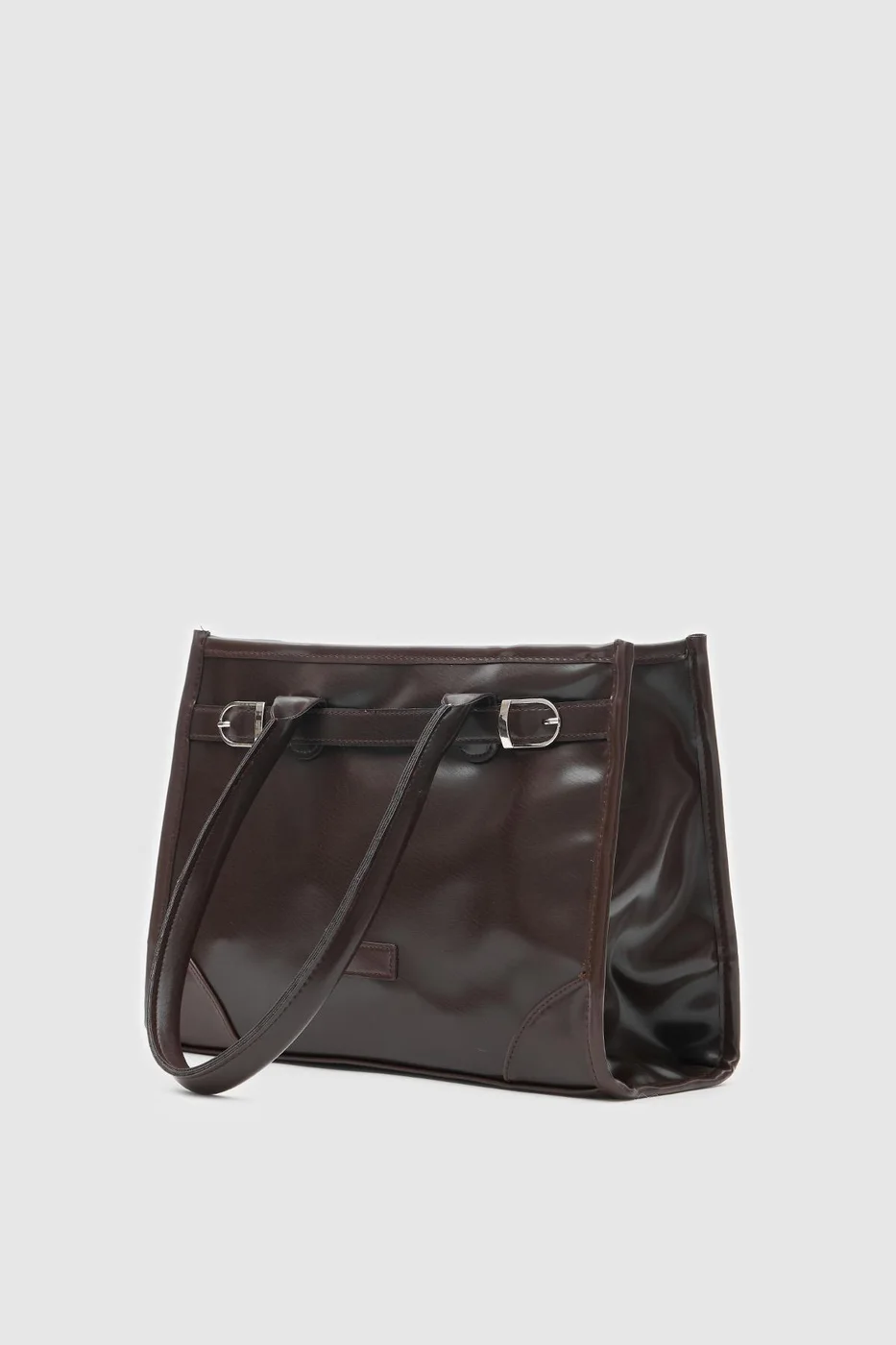 faux leather shoulder bag faux leather shoulder bag in dark brown