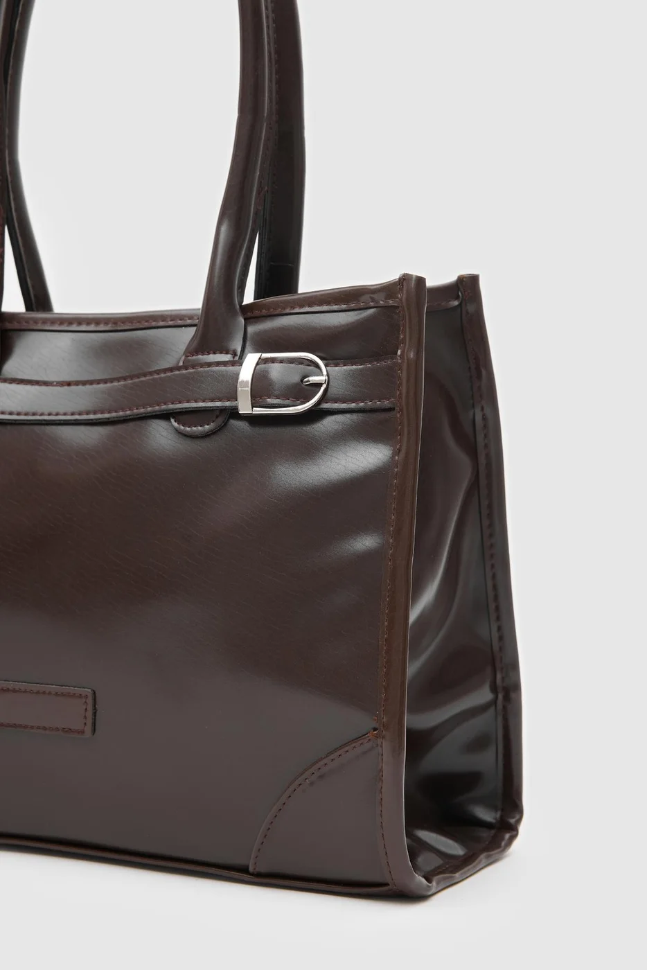 faux leather shoulder bag faux leather shoulder bag in dark brown