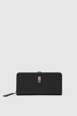 faux leather wallet in black