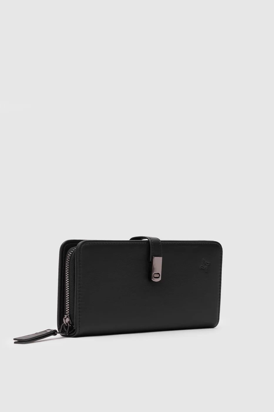 faux leather wallet in black