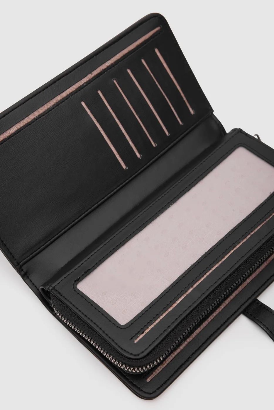 faux leather wallet in black