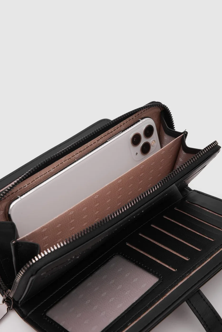 faux leather wallet in black