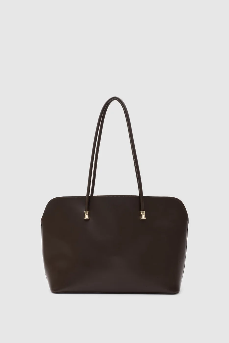 faux leather shoulder bag with makeup pouch in brown