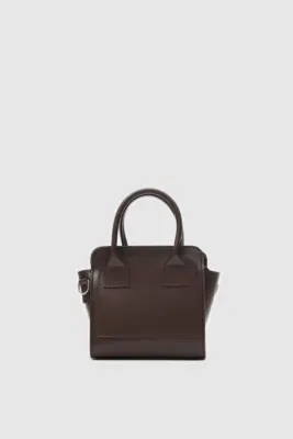 Faux leather crossbody bag for women in dark brown