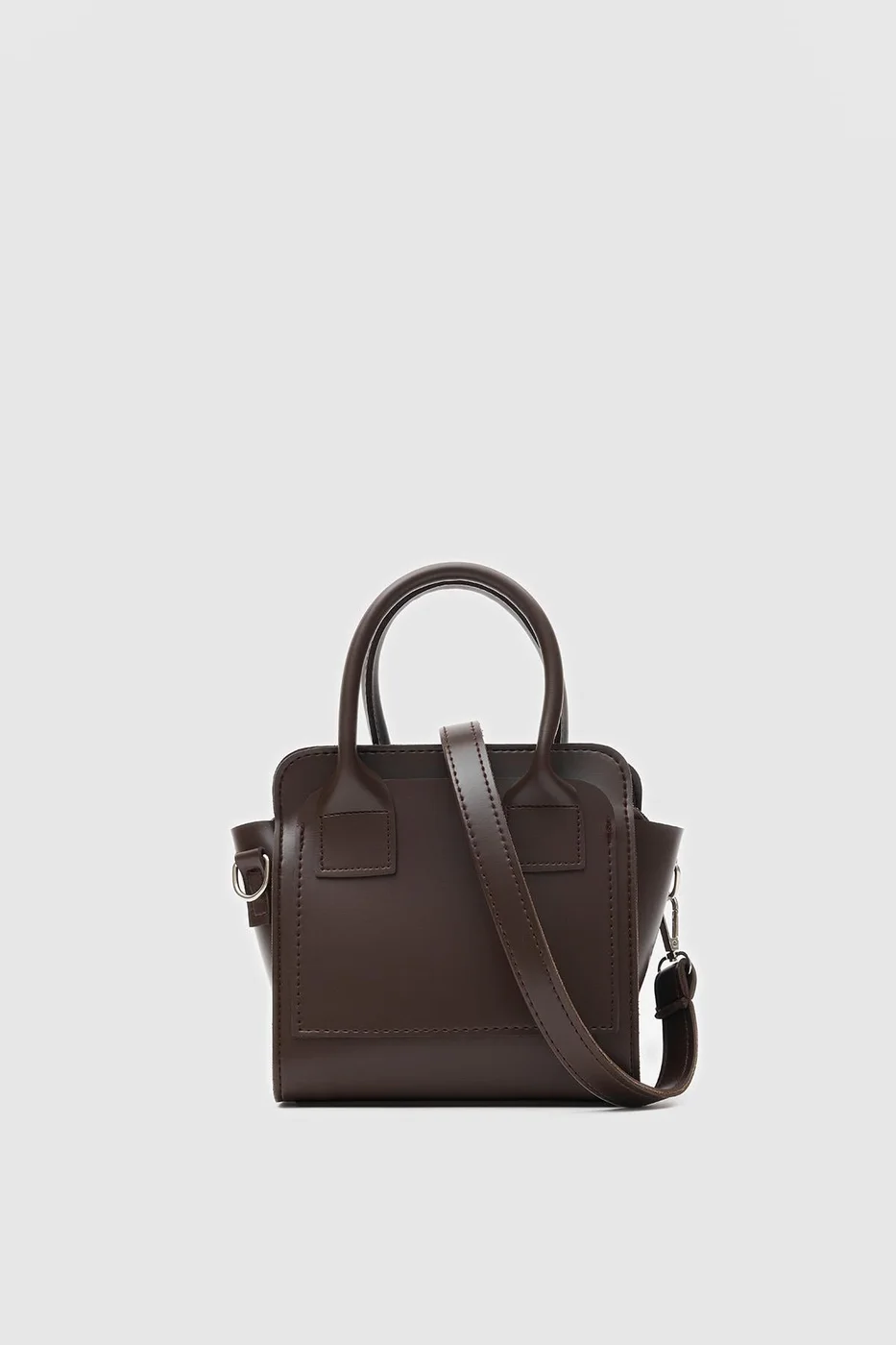 Faux leather crossbody bag for women in dark brown