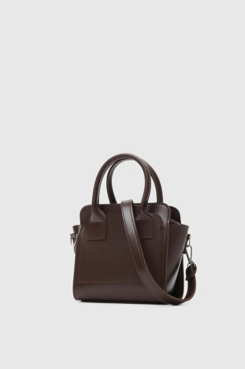 Faux leather crossbody bag for women in dark brown