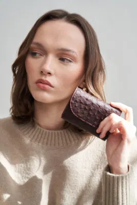 faux leather wallet in burgundy
