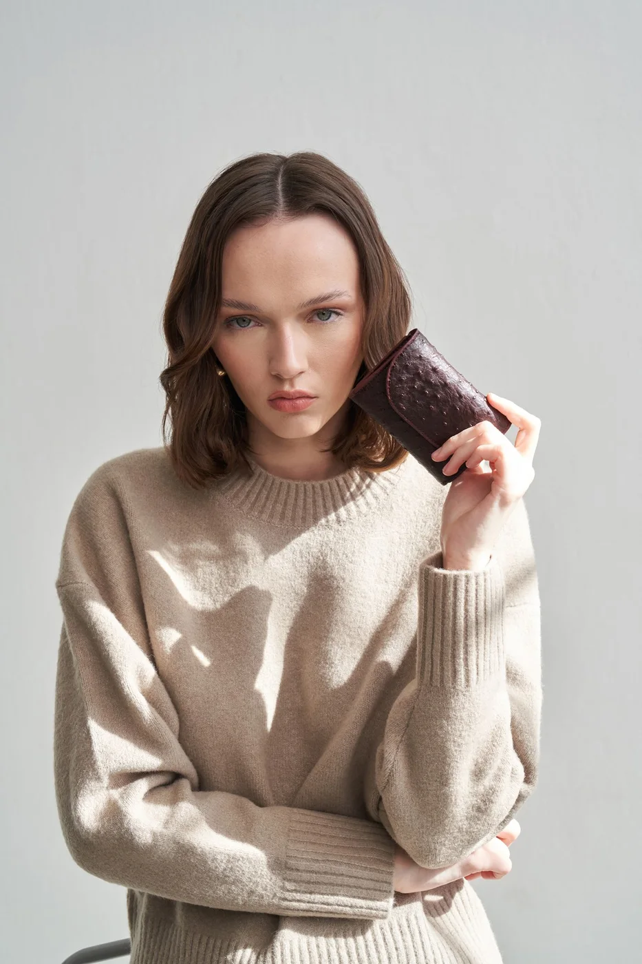faux leather wallet in burgundy
