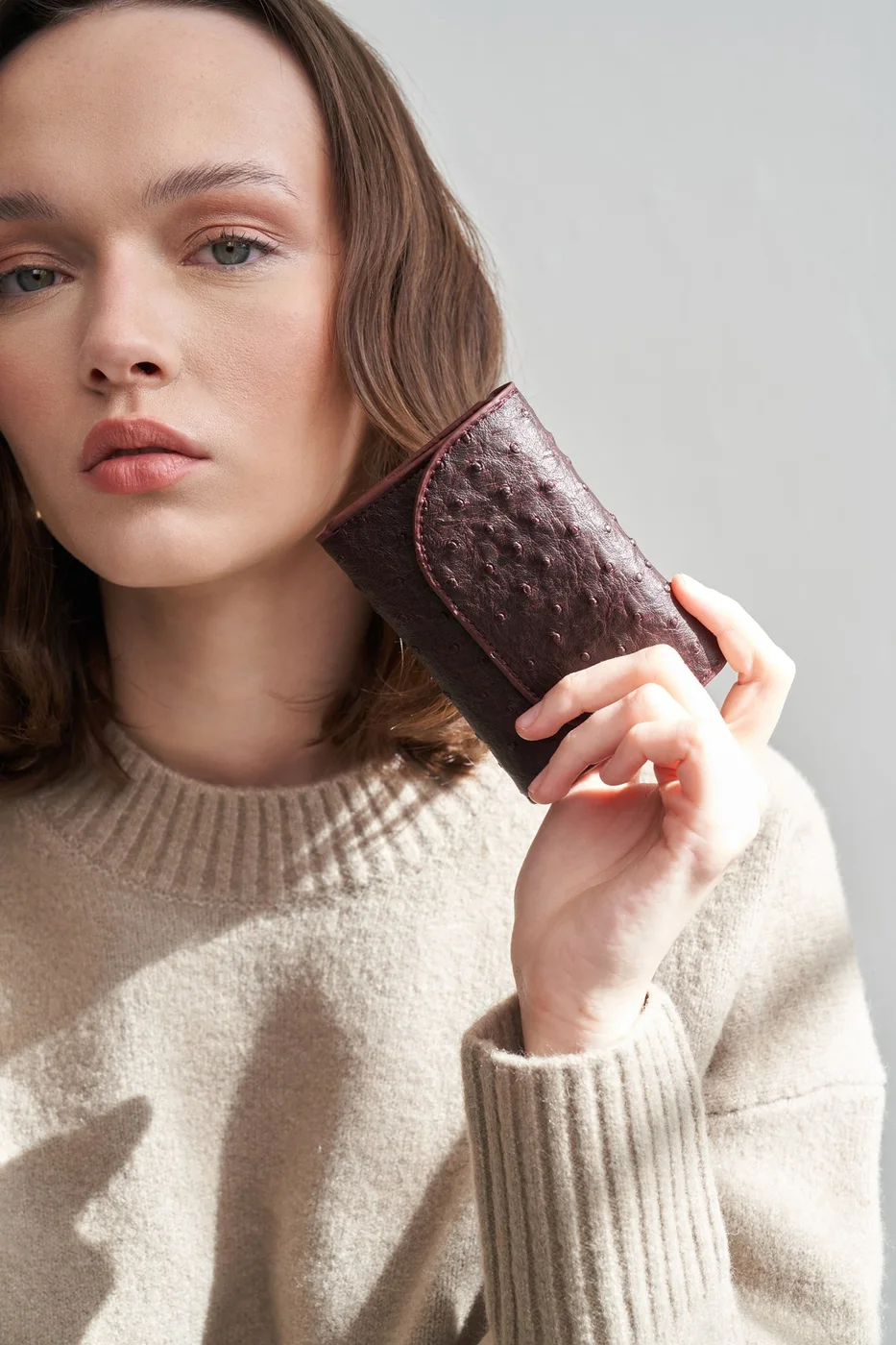 faux leather wallet in burgundy