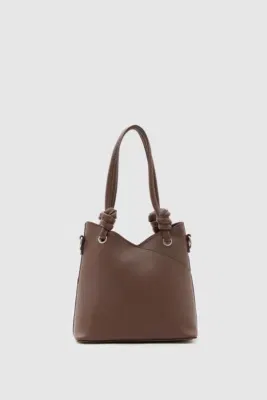 Faux leather crossbody bag in dark brown
