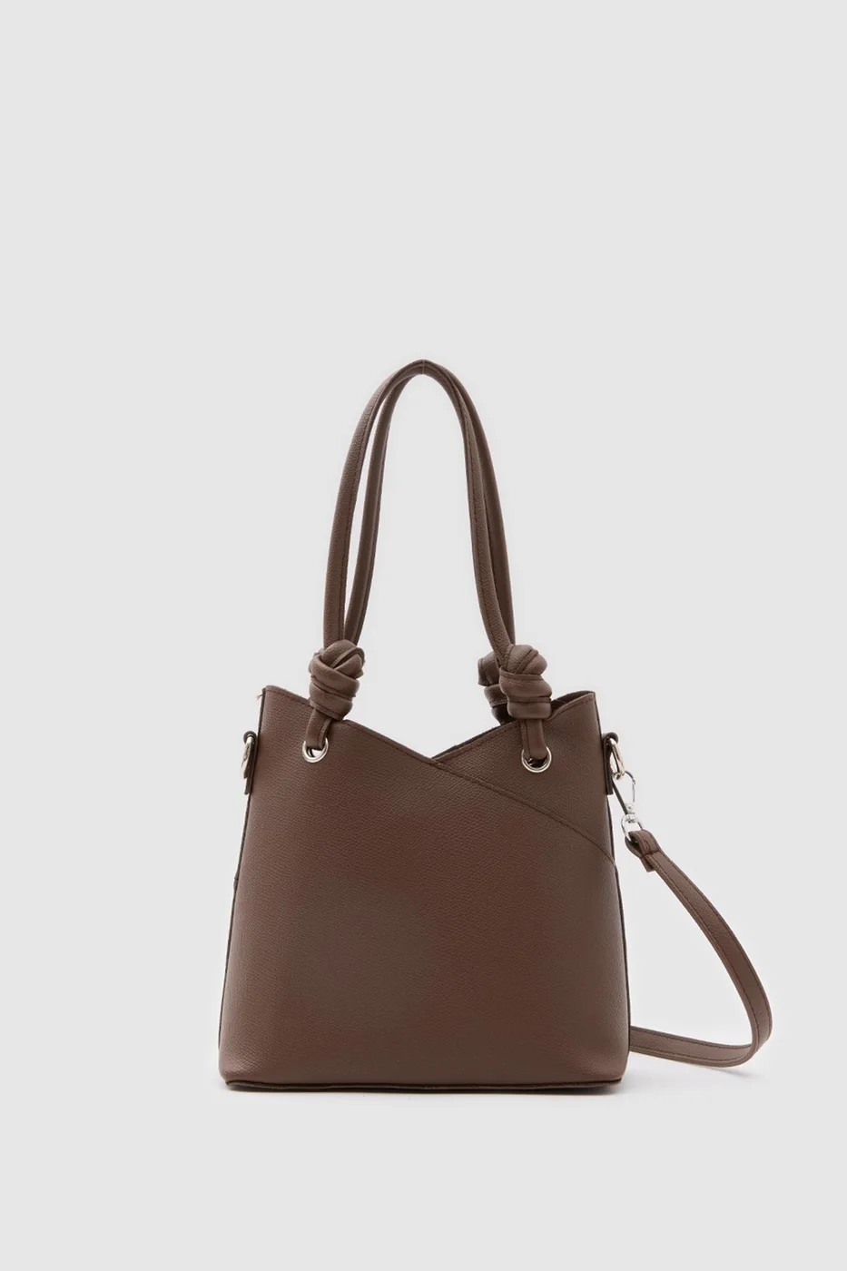 Faux leather crossbody bag in dark brown