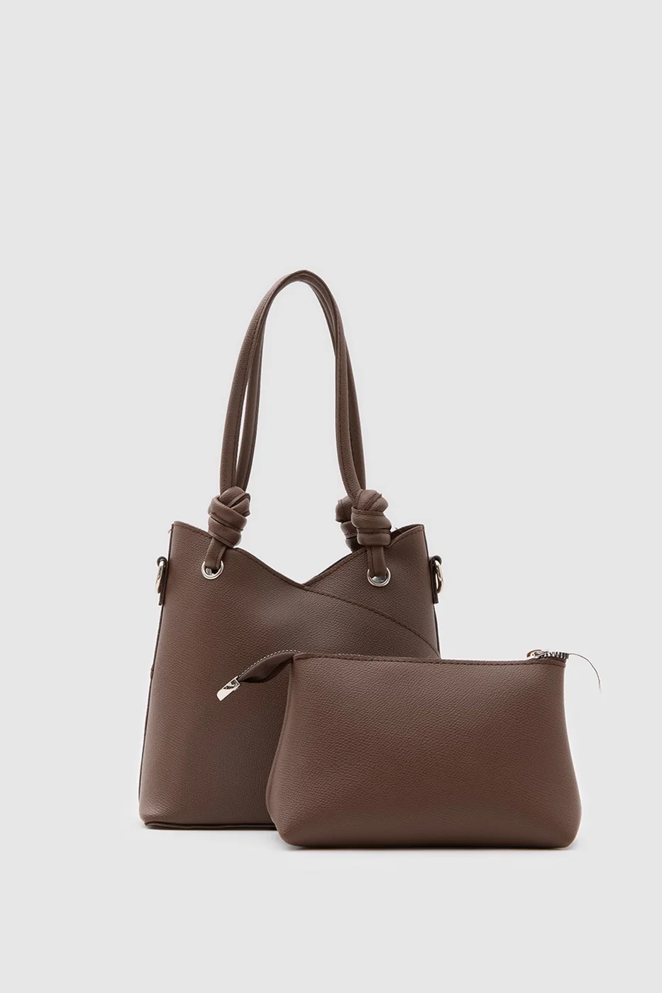 Faux leather crossbody bag in dark brown