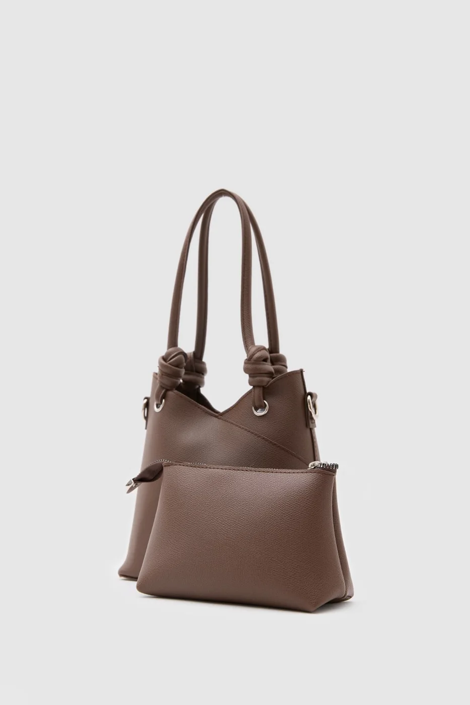 Faux leather crossbody bag in dark brown
