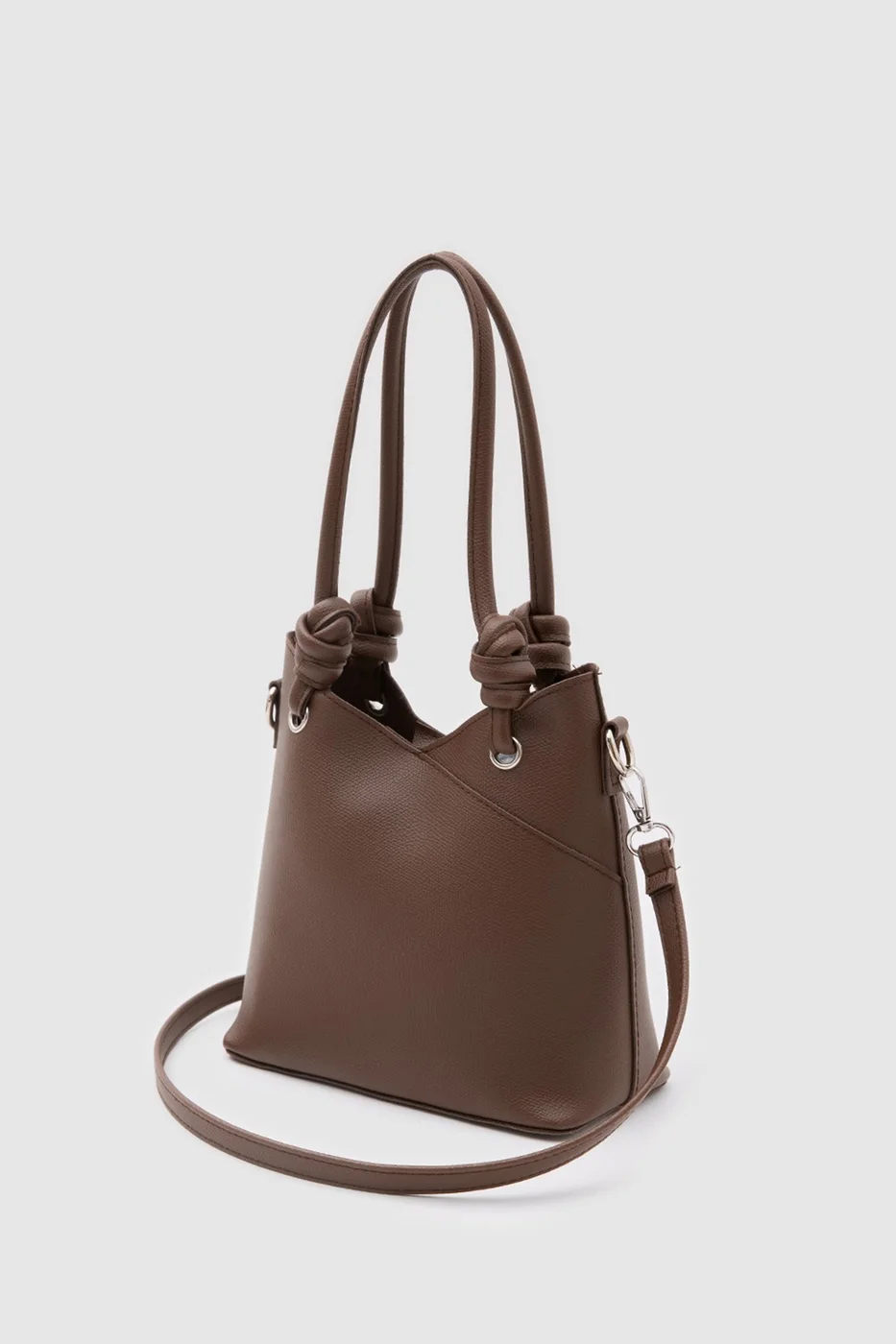 Faux leather crossbody bag in dark brown