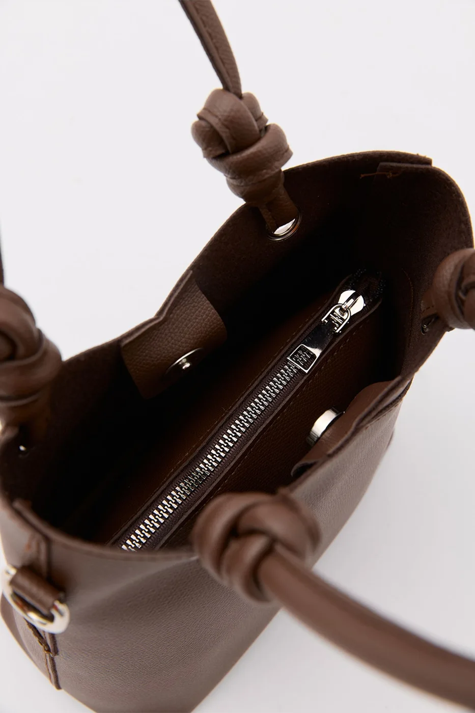 Faux leather crossbody bag in dark brown
