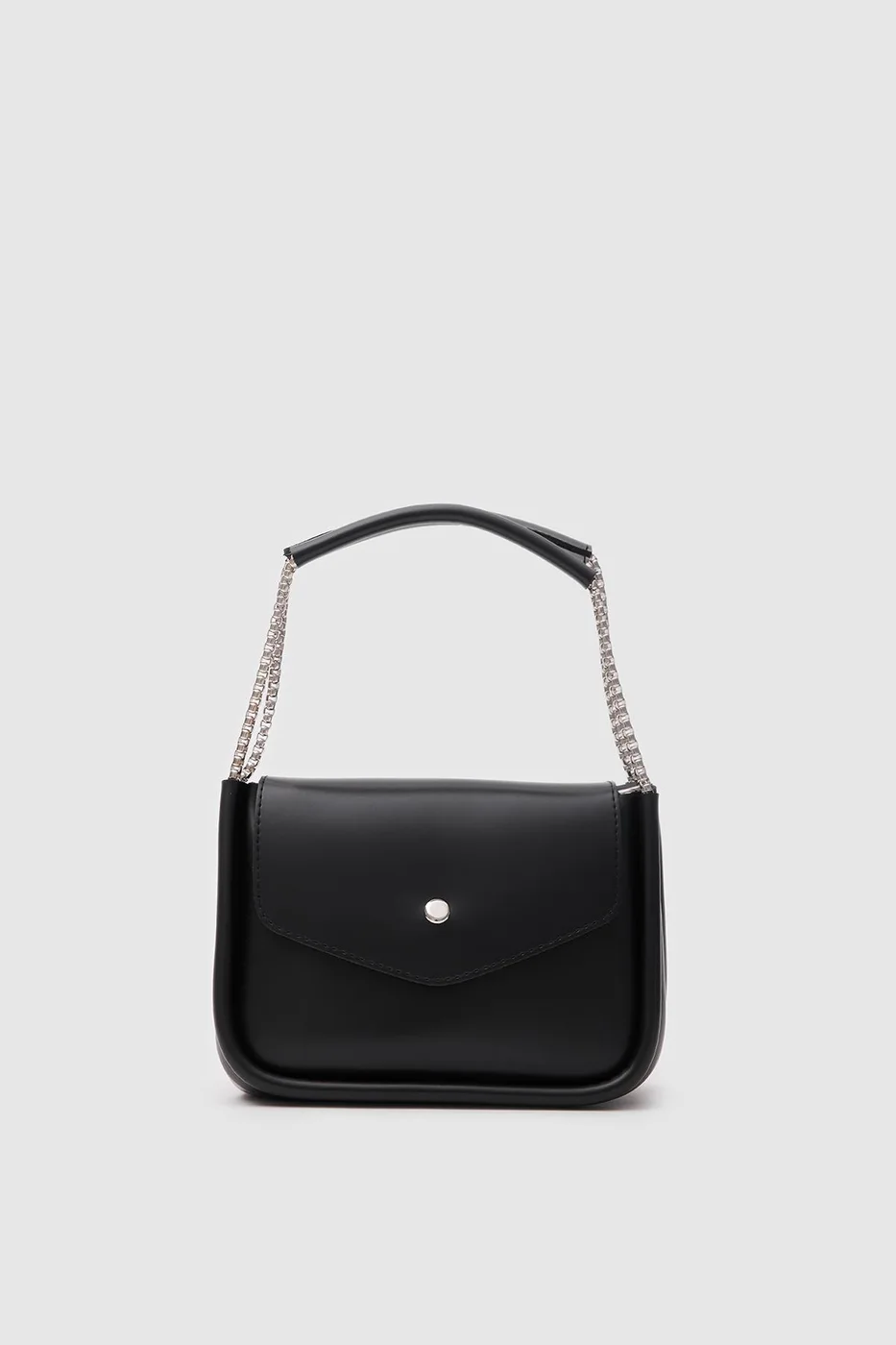 Faux leather crossbody bag with chain details Faux leather crossbody bag with chain details in black