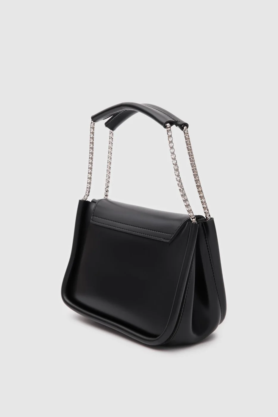 Faux leather crossbody bag with chain details Faux leather crossbody bag with chain details in black