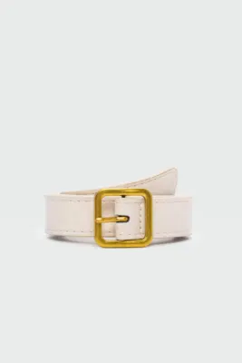 faux leather belt with square buckle faux leather belt with square buckle in cream