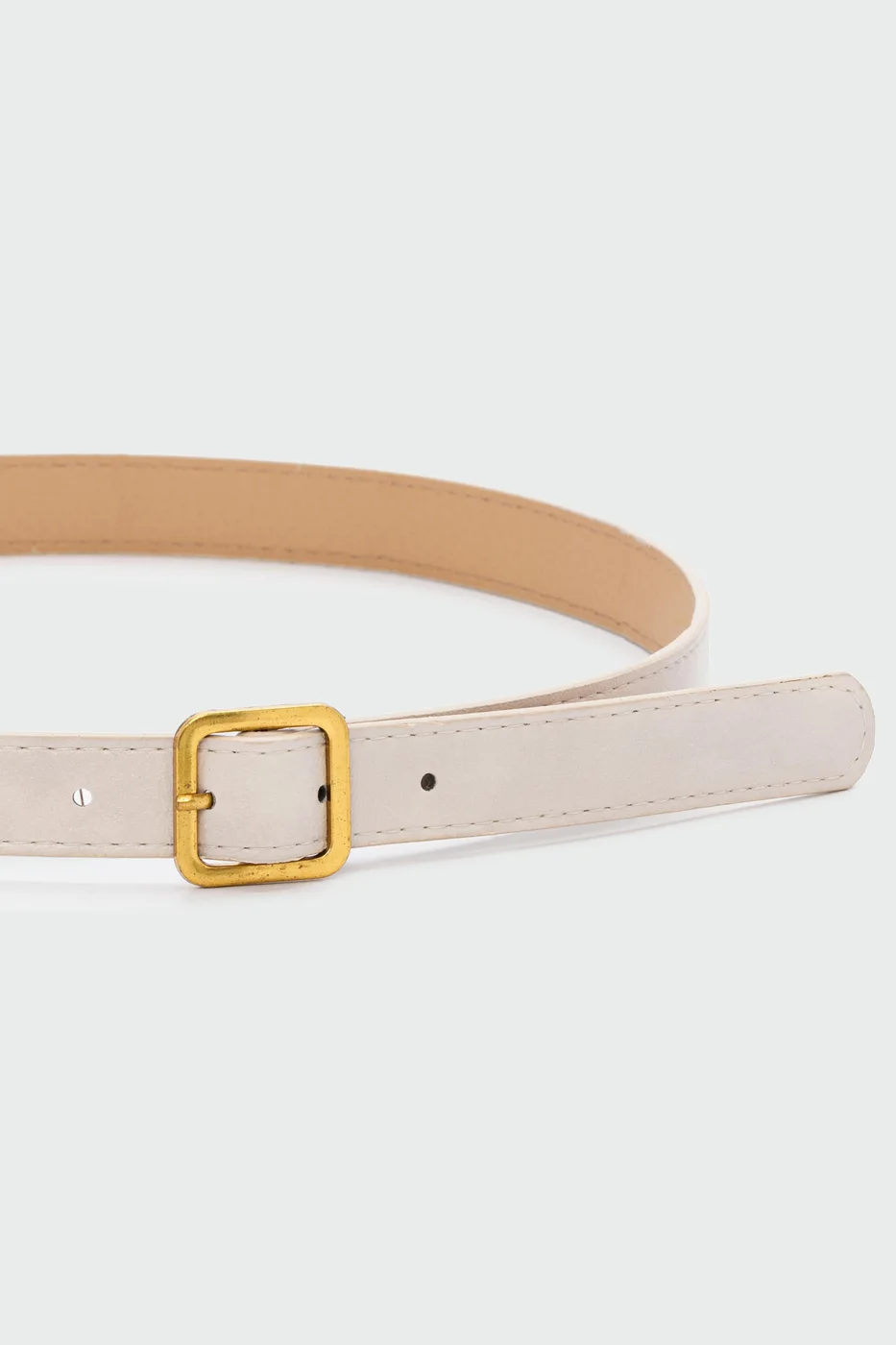 faux leather belt with square buckle in cream