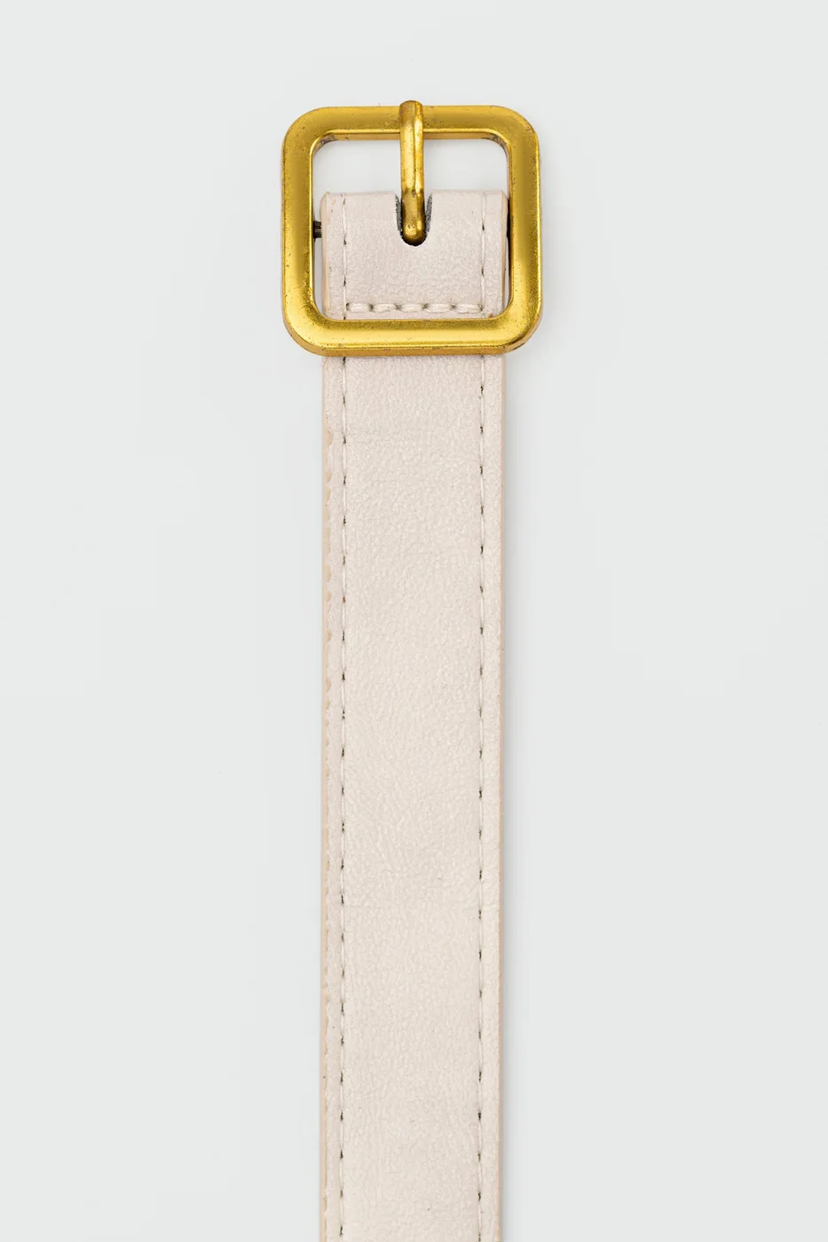 faux leather belt with square buckle in cream