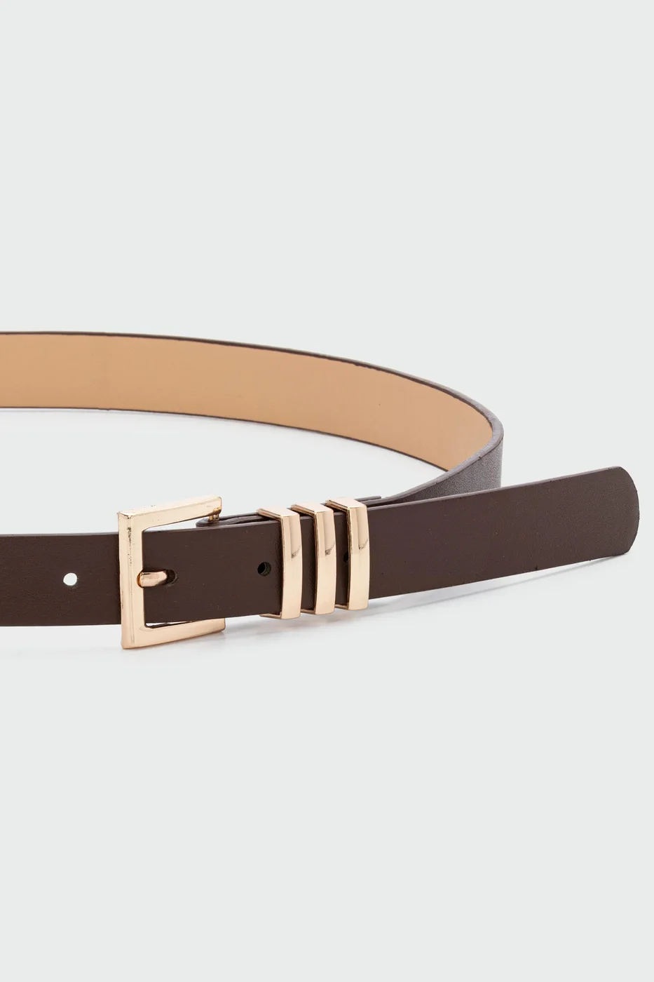 faux leather belt with square buckle faux leather belt with square buckle in brown