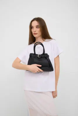Faux leather shoulder bag