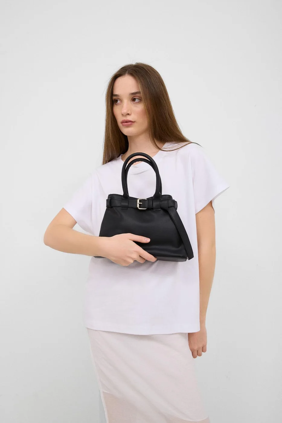 Faux leather shoulder bag