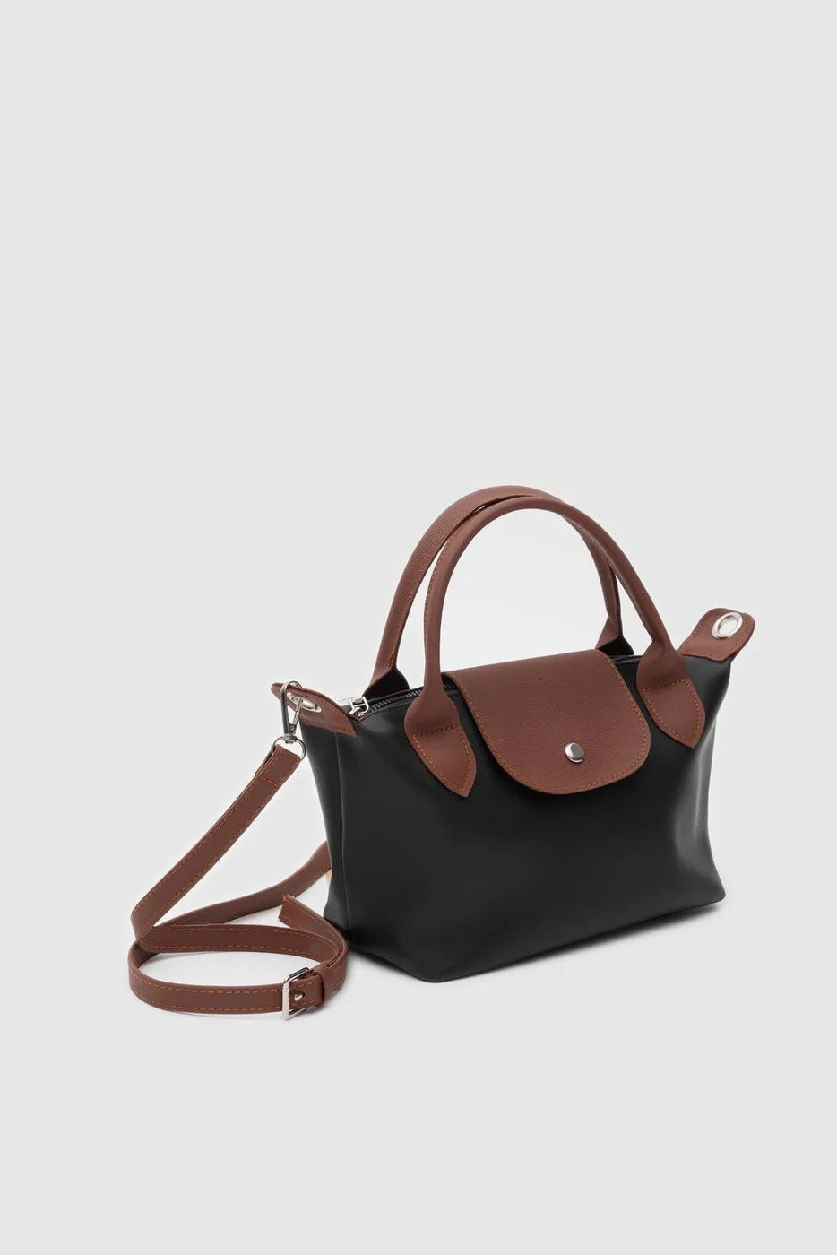 Faux leather crossbody bag for daily use in black