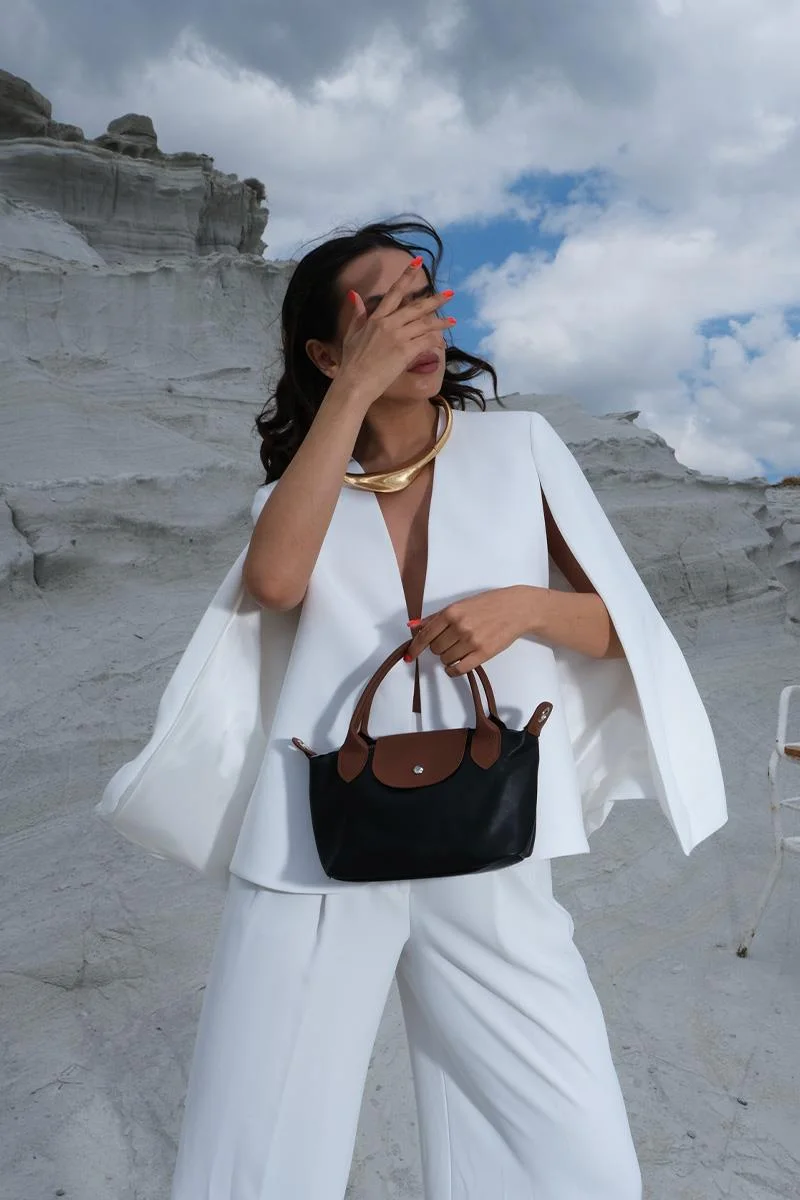 Faux leather crossbody bag for daily use in black