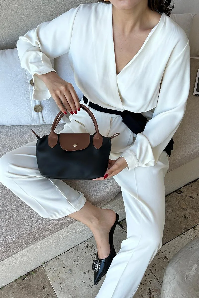 Faux leather crossbody bag for daily use in black