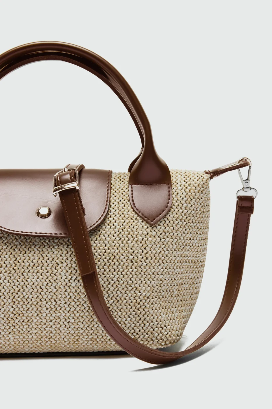 Faux leather shoulder bag for women in tan
