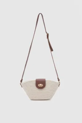 Woven crossbody bag in cream