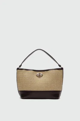 Faux Leather Shoulder Bag in brown