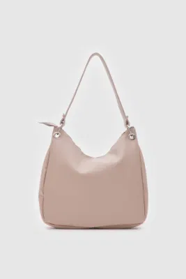 faux leather shoulder bag in beige