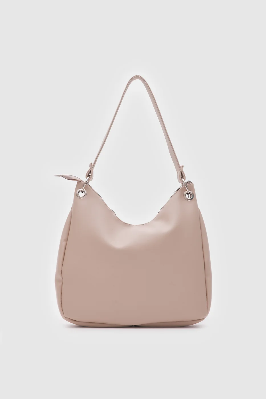 faux leather shoulder bag in beige