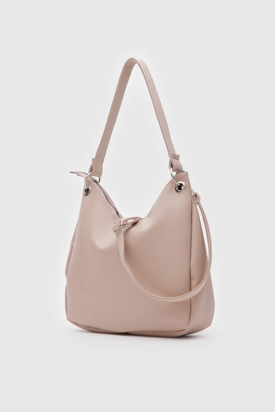 faux leather shoulder bag in beige