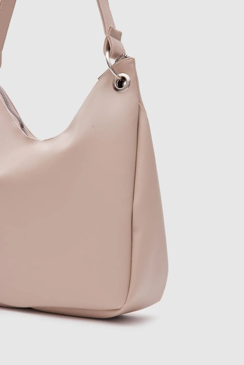 faux leather shoulder bag in beige